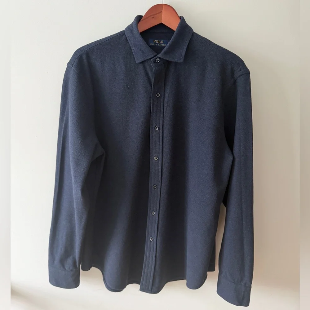 Polo Ralph Lauren EUC Navy Long Sleeve Button Front Shirt XL Classic Fit Cotton